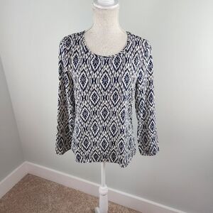 Buttons Women’s Lined Hi Low Hem Exposed Zipper Navy And Blue Top Size Small